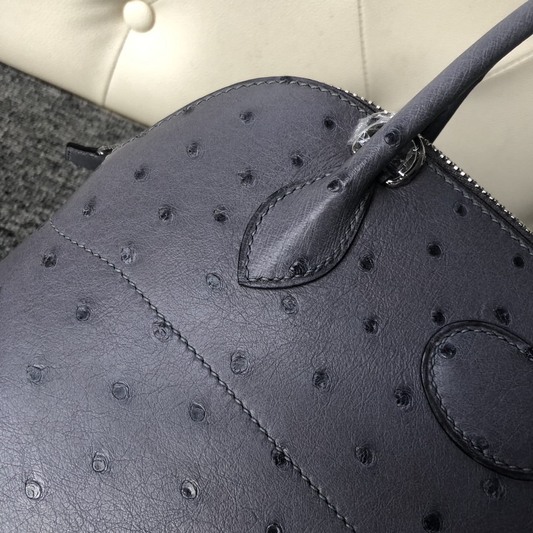 에르메스 볼리드27 마노블루 은장 타조가죽